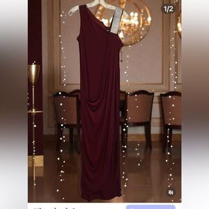 Krina Elegant Burgundy Draped Gown
